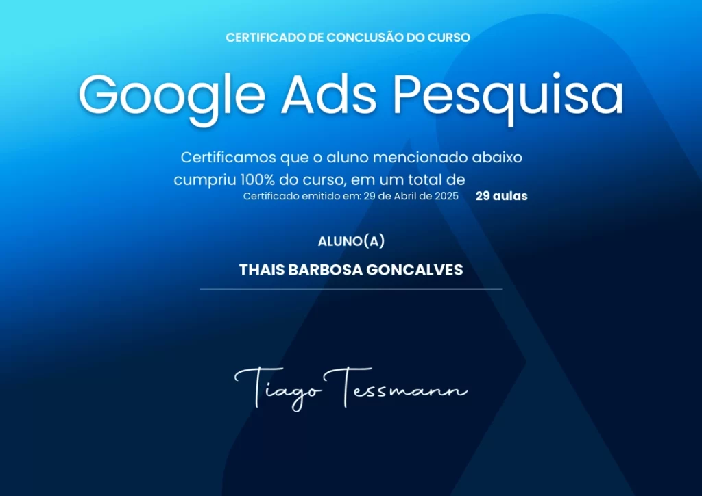 CERTIFICAÇÃO EM REDE DE PESQUISA DO GOOGLE